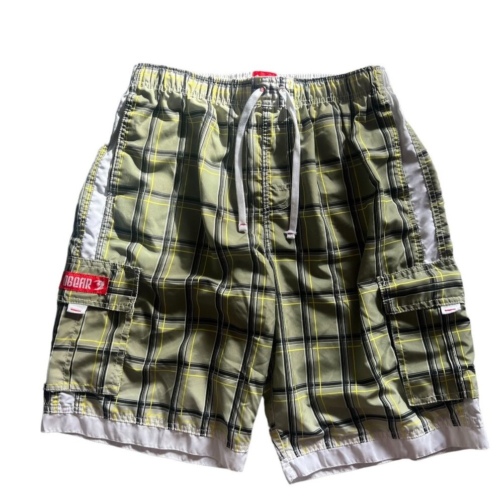 Ingear Boys Plaid Cargo Swim Trunks Size M